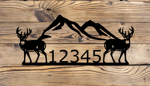 Mountain and Deer House Sign